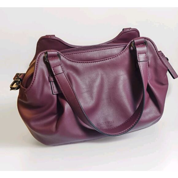 Simply Vera Vera Wang Collection Burgandy Quilted Buena Satchel Crossbody Bag - Picture 9 of 16